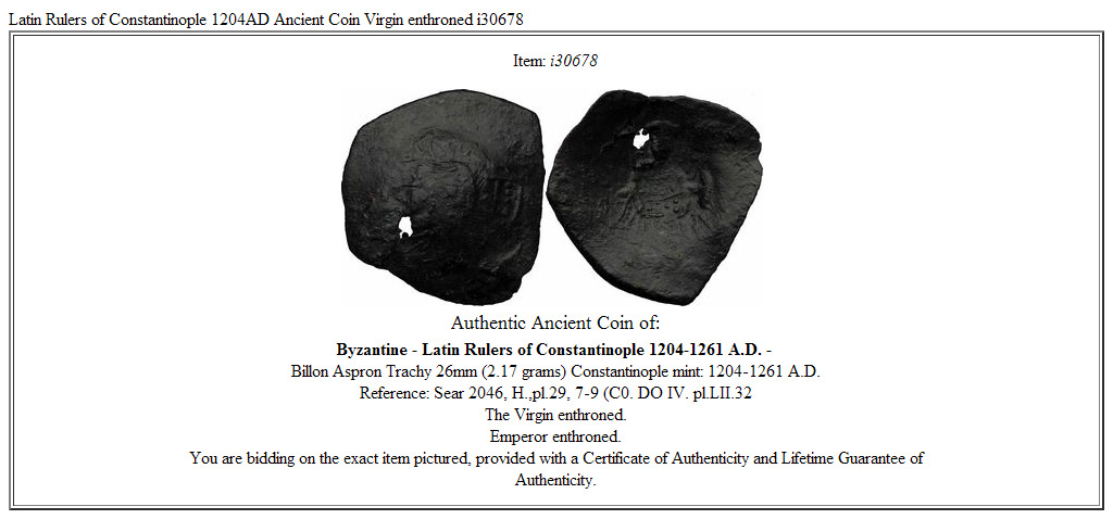Latin Rulers of Constantinople 1204AD Ancient Coin Virgin enthroned i30678