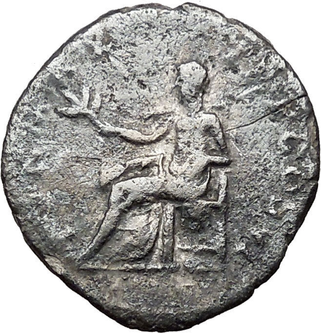 VESPASIAN 75AD Ancient Silver Denarius Roman Coin PAX Peace Goddess Cult i33566