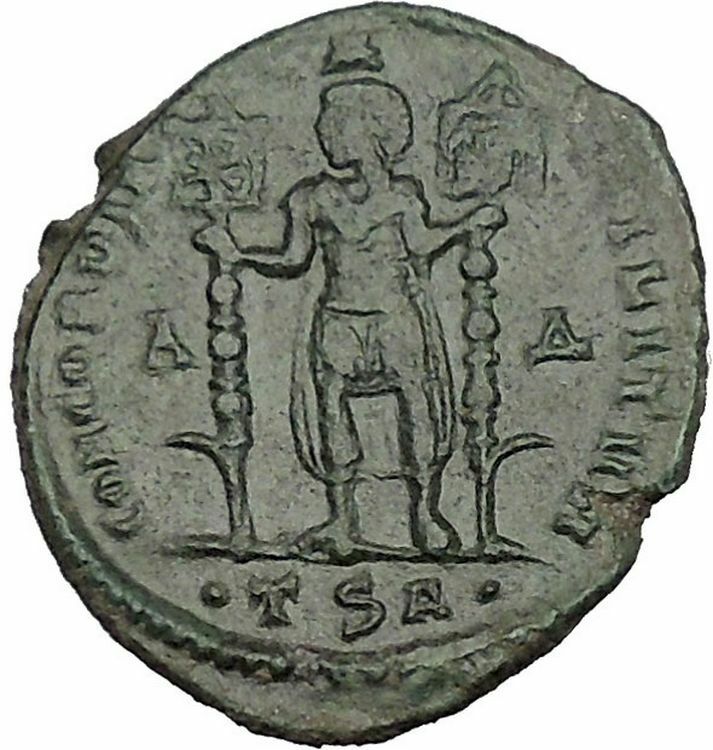 VETRANIO with two labarums 350AD RARE Ancient Roman Coin Christ Monogram i51159