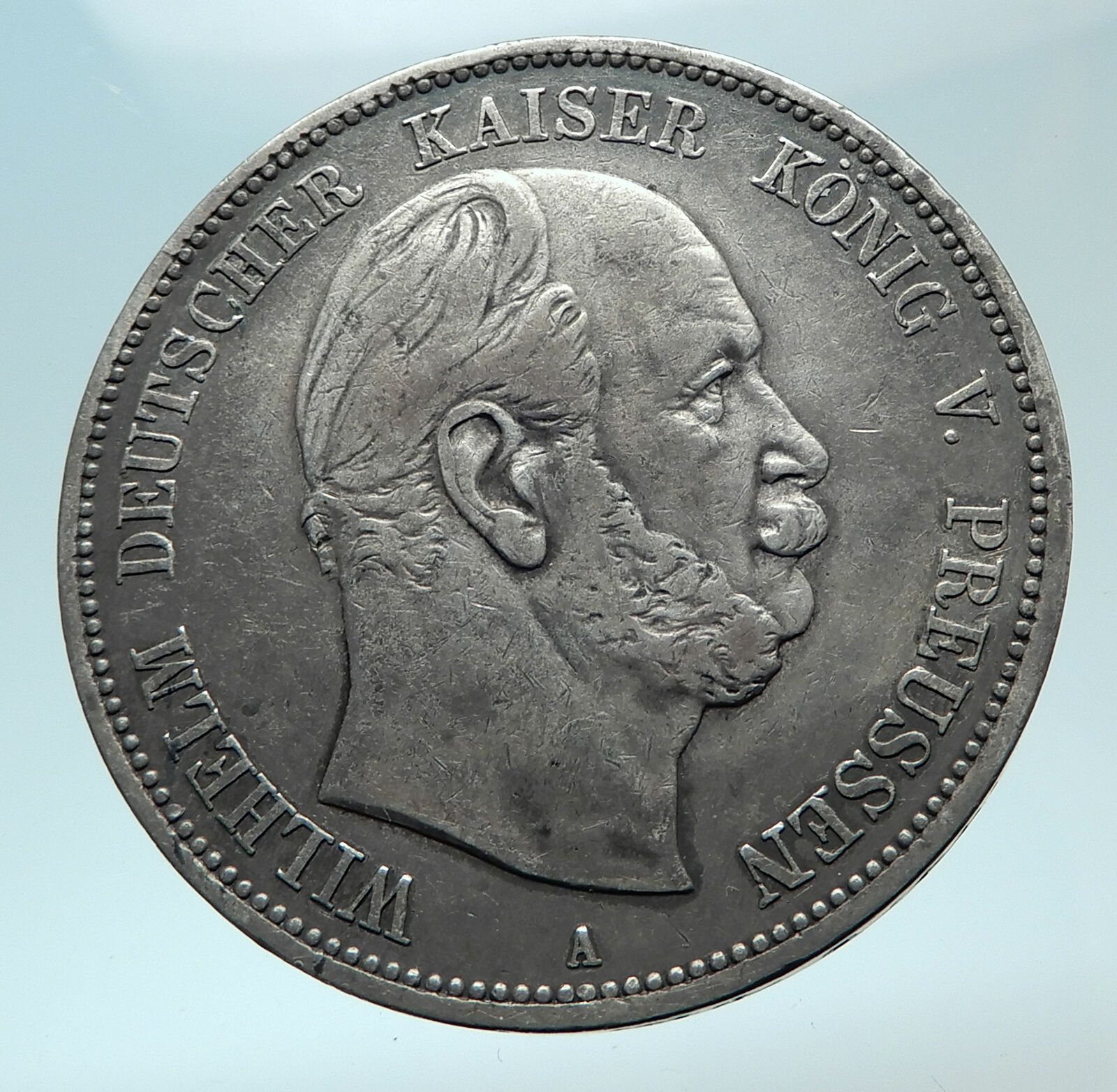 1874 PRUSSIA KINGDOM German STATE King WILHELM I Silver 5 Mark Coin i78776