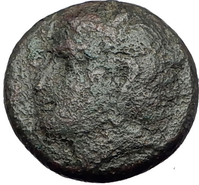 TISNA AEOLIS 350BC Authentic Ancient Greek Coin RIVER GOD Tisnaios VASE i63648