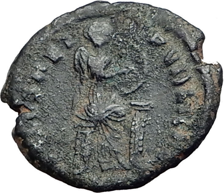 EUDOXIA Arcadius Wife 401AD Authentic Ancient Roman Coin VICTORY CHI-RHO i64804