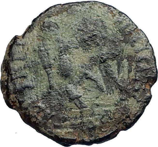 EUDOXIA Arcadius Wife 401AD Authentic Ancient Roman Coin VICTORY CHI-RHO i67745