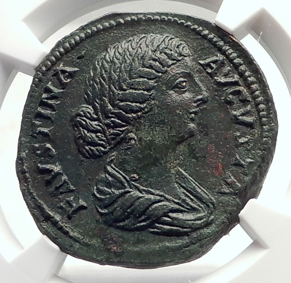 FAUSTINA II Jr MARCUS AURELIUS Wife Sestertius Ancient Roman Coin NGC i71716