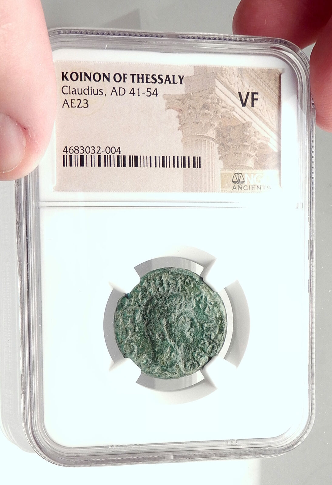 CLAUDIUS Authentic Ancient 41AD THESSALY KOINONRoman Coin ATHENA NGC i72855