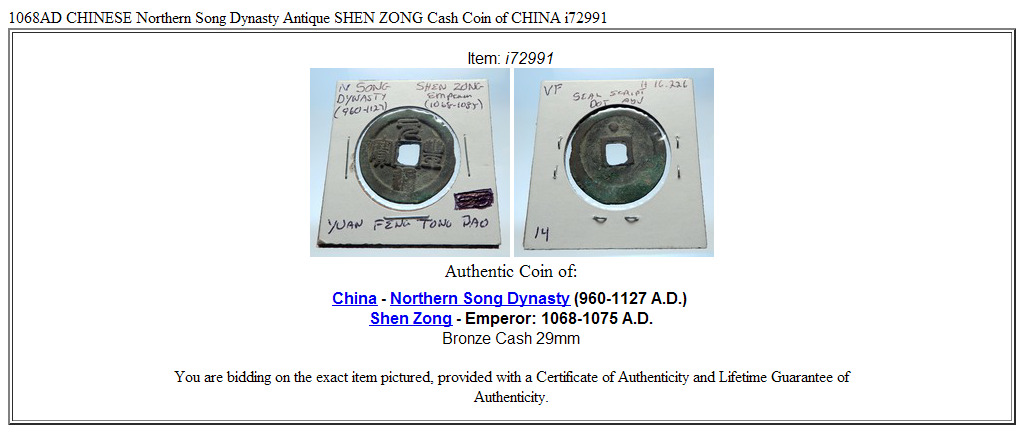 1068AD CHINESE Northern Song Dynasty Antique SHEN ZONG Cash Coin of CHINA i72991