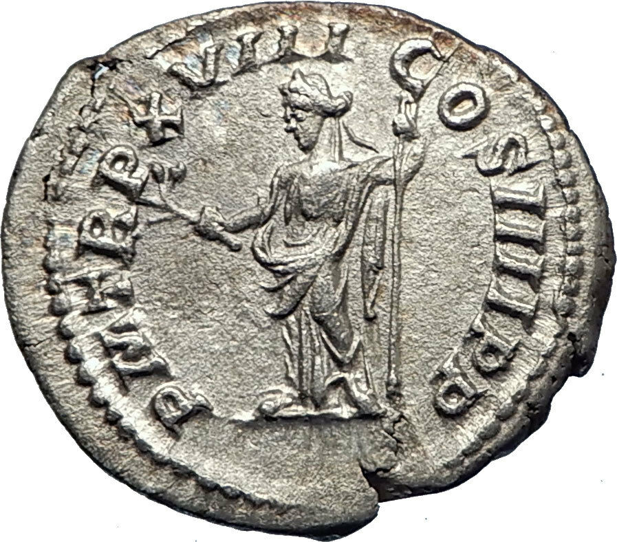 CARACALLA 198AD Authentic Genuine Silver Ancient Roman Coin PAX PEACE i73547