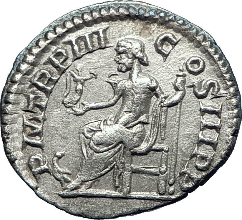 ELAGABALUS 220AD Rome Authentic Ancient Silver Roman Coin Jupiter Zeus i73561