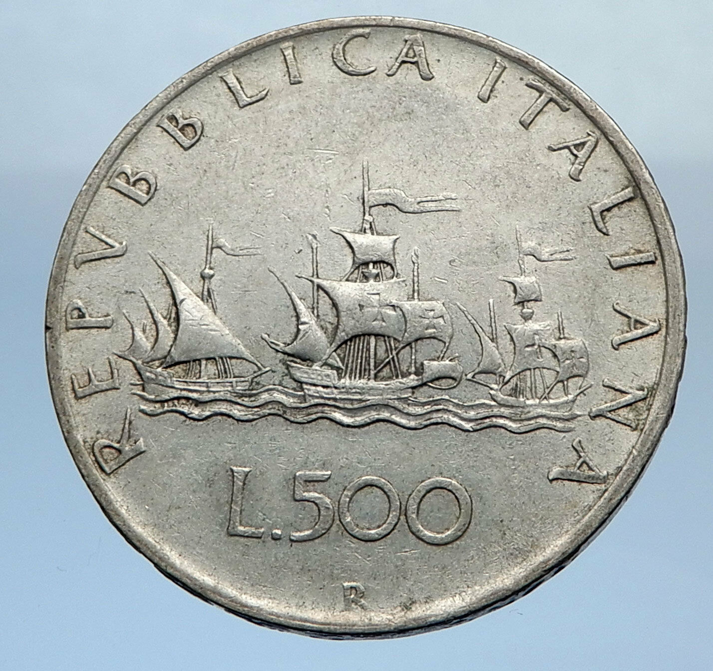 1959 ITALY - CHRISTOPHER COLUMBUS DISCOVER America SILVER Italian Coin i69864