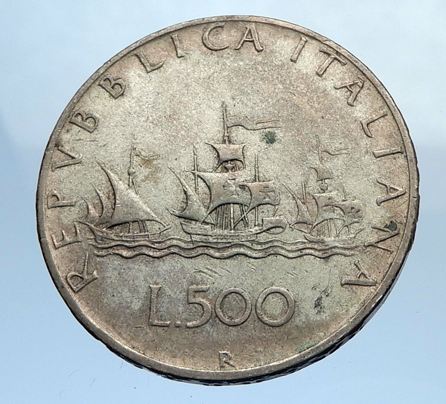 1961 ITALY - CHRISTOPHER COLUMBUS DISCOVER America SILVER Italian Coin i69892