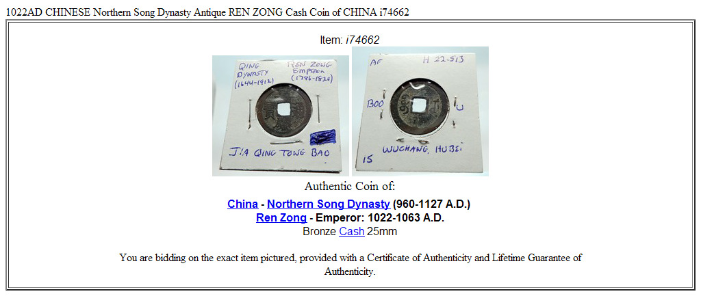 1022AD CHINESE Northern Song Dynasty Antique REN ZONG Cash Coin of CHINA i74662