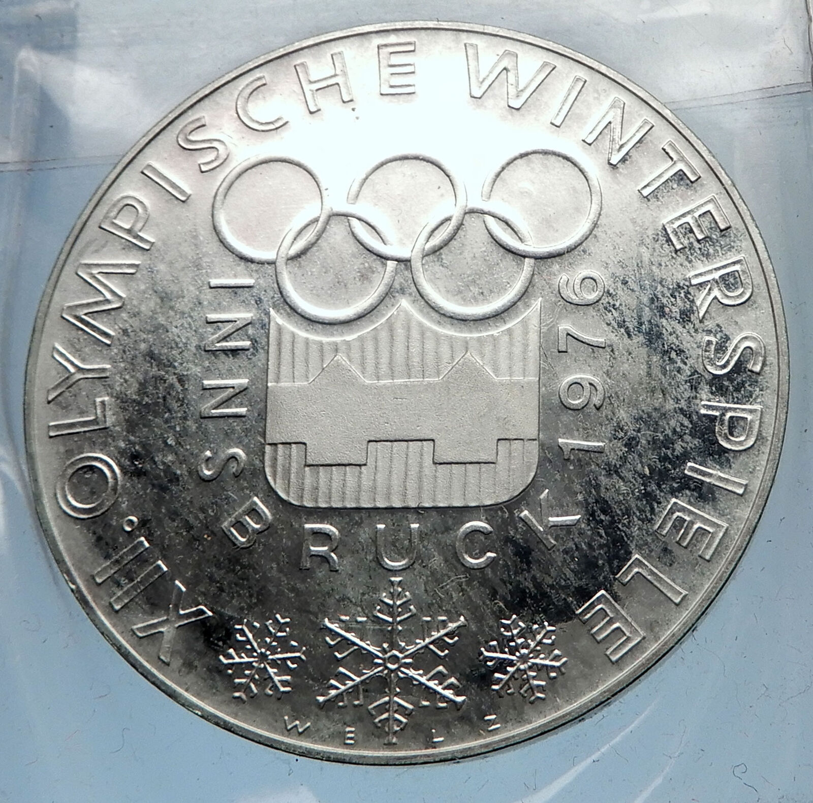 1976 AUSTRIA Innsbruck Winter OLYMPIC Games 100 Schilling Silver Coin i72034