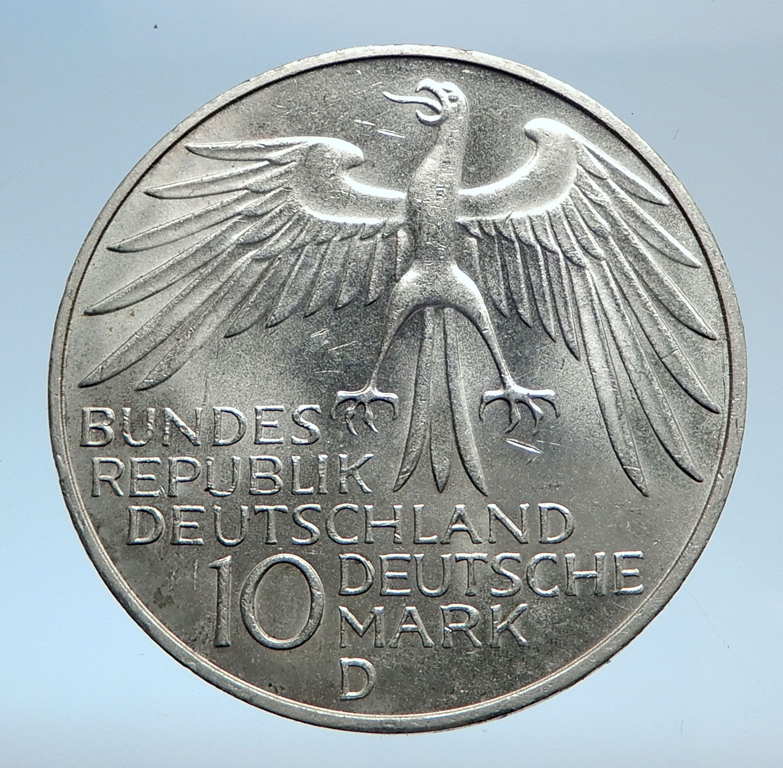 1972 Germany Munich Summer Olympic Games Stadium 10 Mark Silver Coin i74037