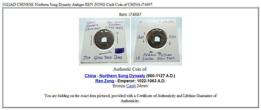 1022AD CHINESE Northern Song Dynasty Antique REN ZONG Cash Coin of CHINA i74697