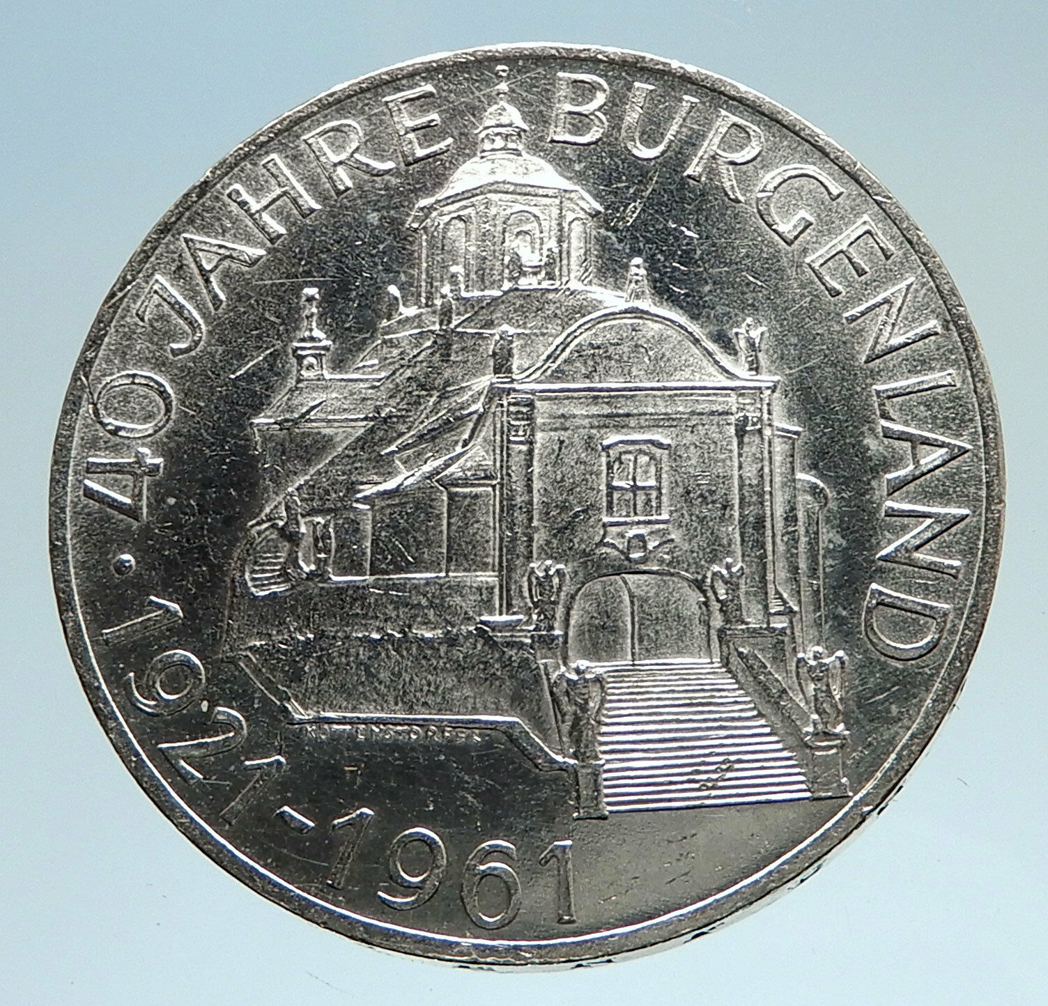 1961 AUSTRIA with Burgenland Anniversary Genuine Silver 25 Schilling Coin i75026