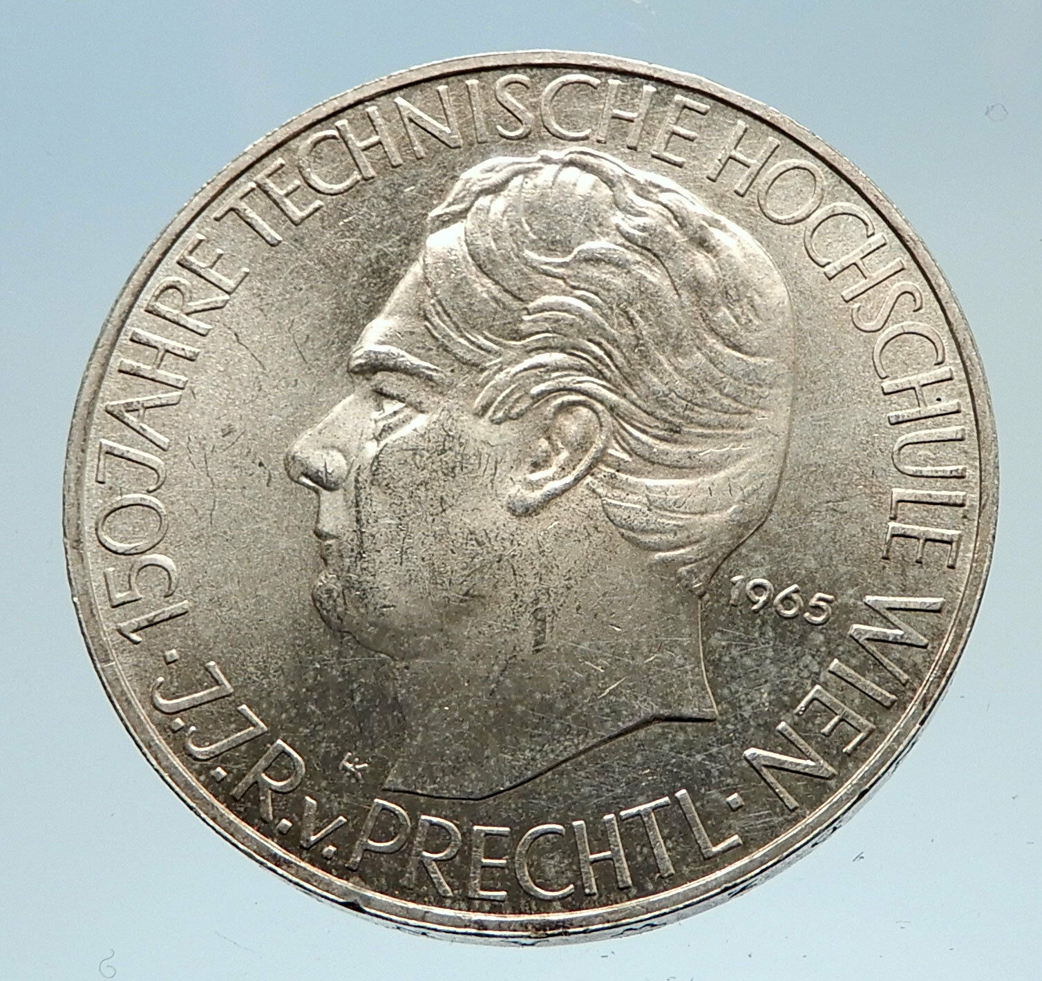 1965 AUSTRIA Vienna Tech School J J von Prechtl Silver 25 Schilling Coin i74959