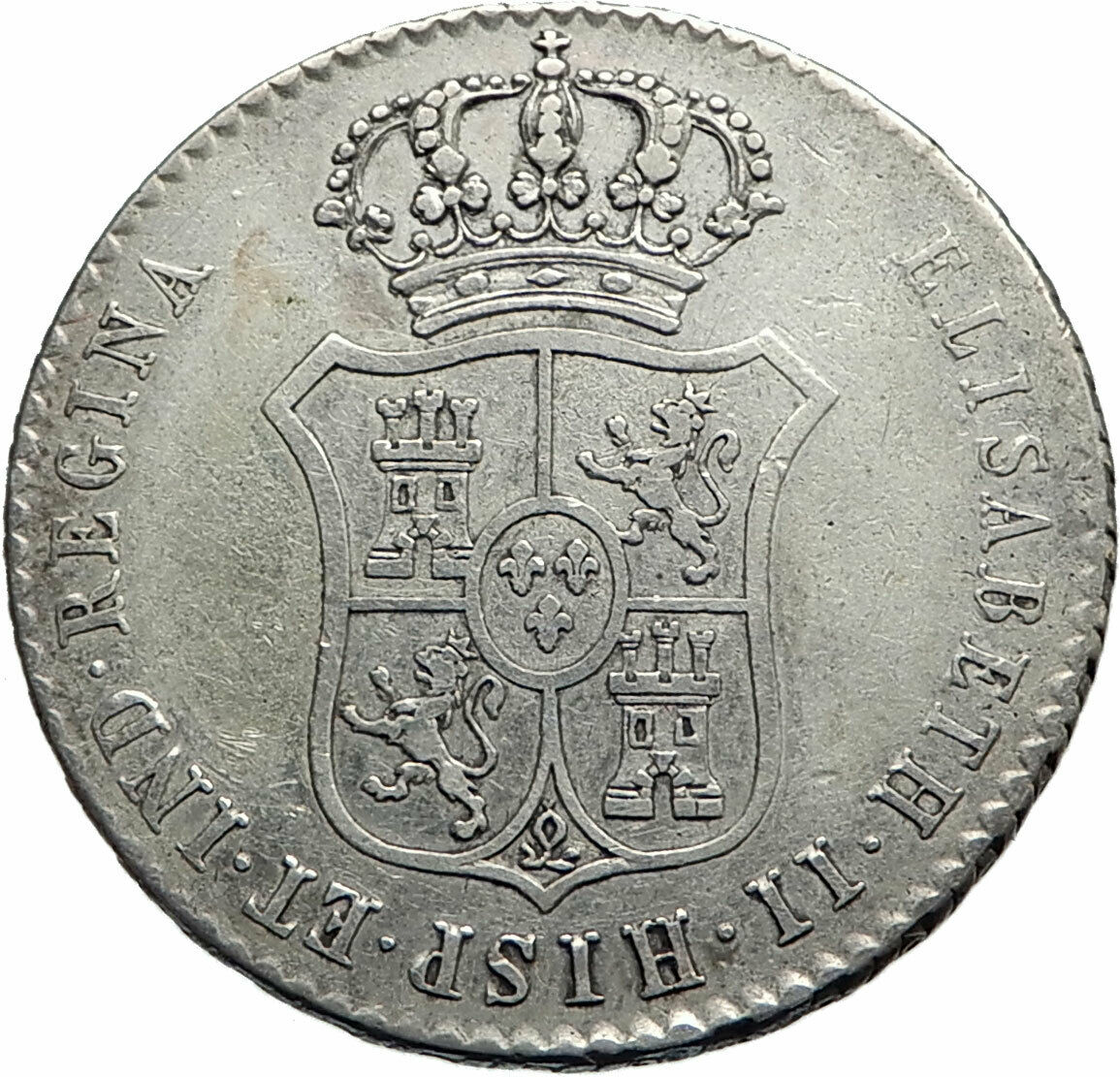 1833 SPAIN Queen ISABELLA II Coronation Antique Spanish Silver Medal Coin i75398