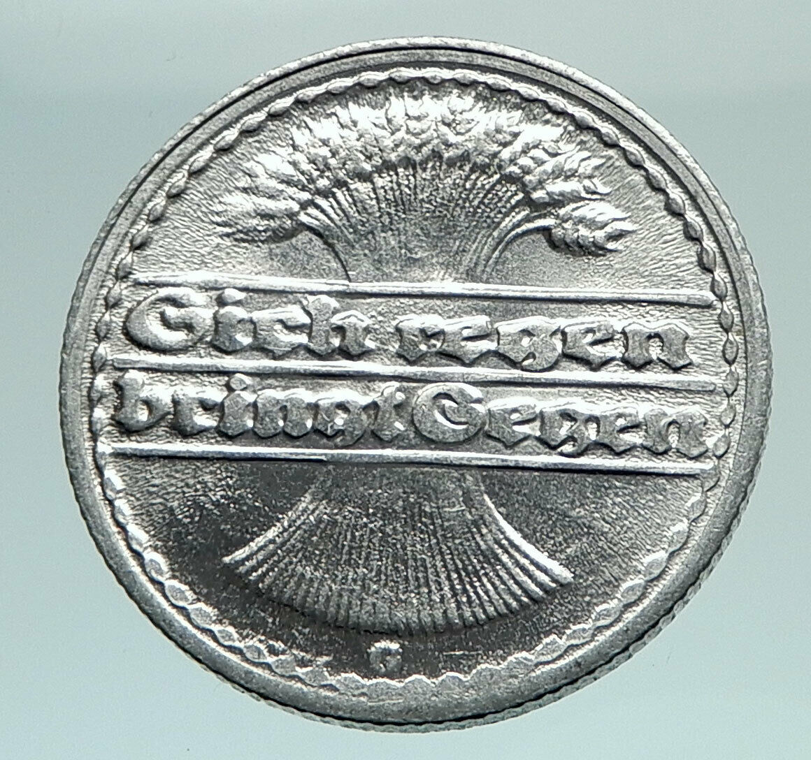 1922 G GERMANY Weimar Republic Aluminum 50 Pfennig German Coin WHEATSHEAF i74478