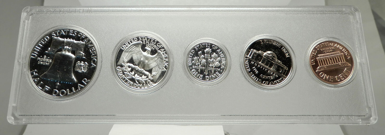 1963 UNITED STATES US Half Dollar Quarter Dime Proof 5 Coin Set 3 Silver i76364