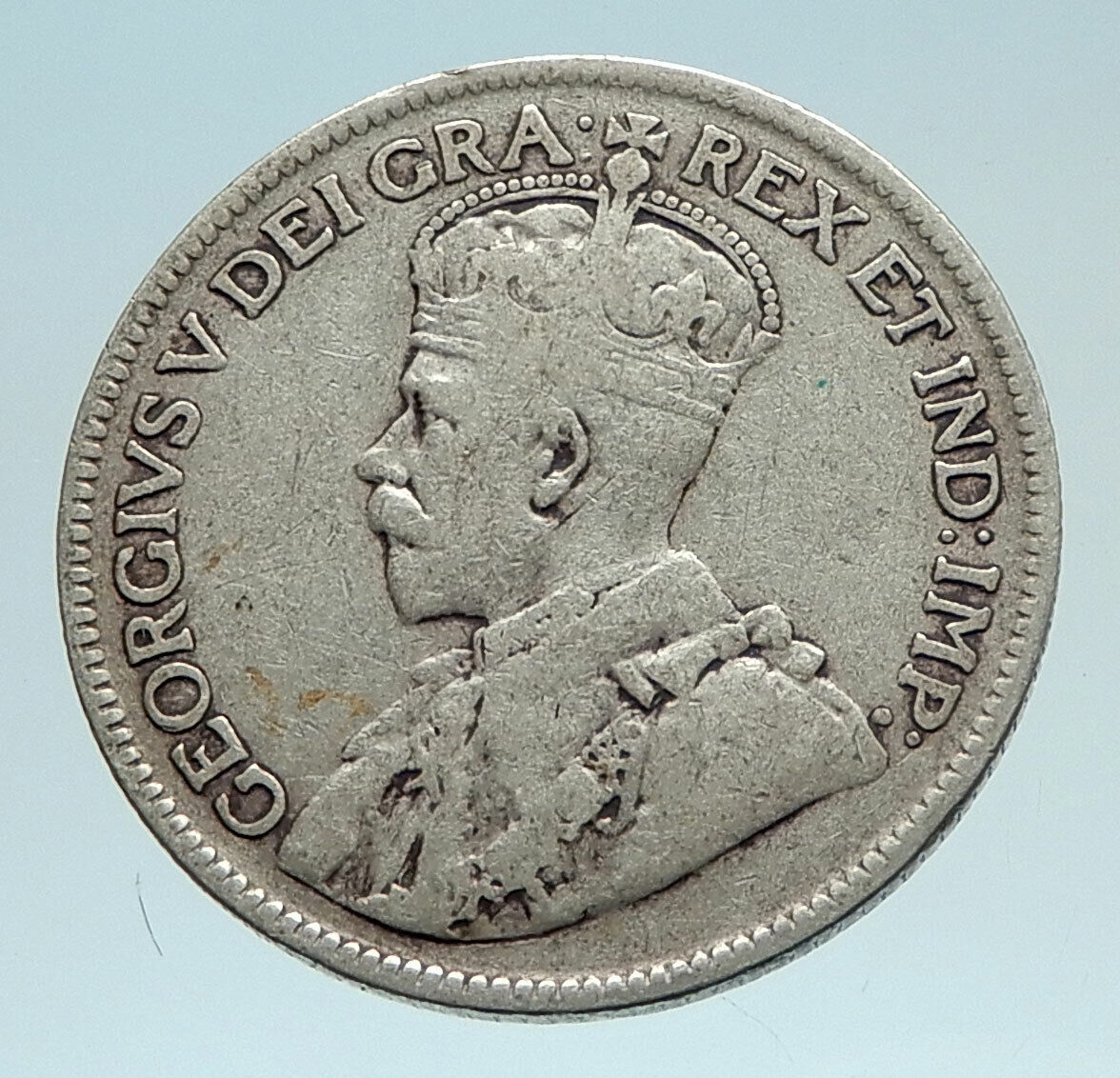 1917 CANADA SILVER 25 CENTS UK King George V Newfoundland Antique Coin i76208