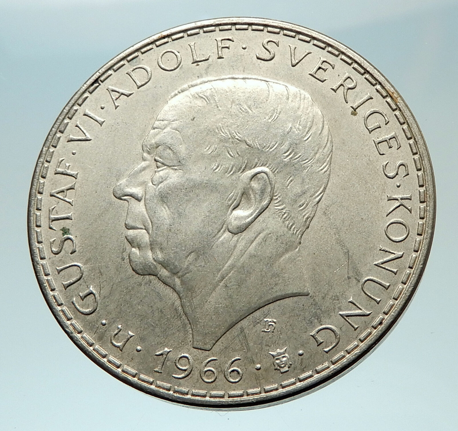 1966 SWEDEN King GUSTAV VI ADOLF Silver SWEDISH Coin CONSTITUTION Signing i76554