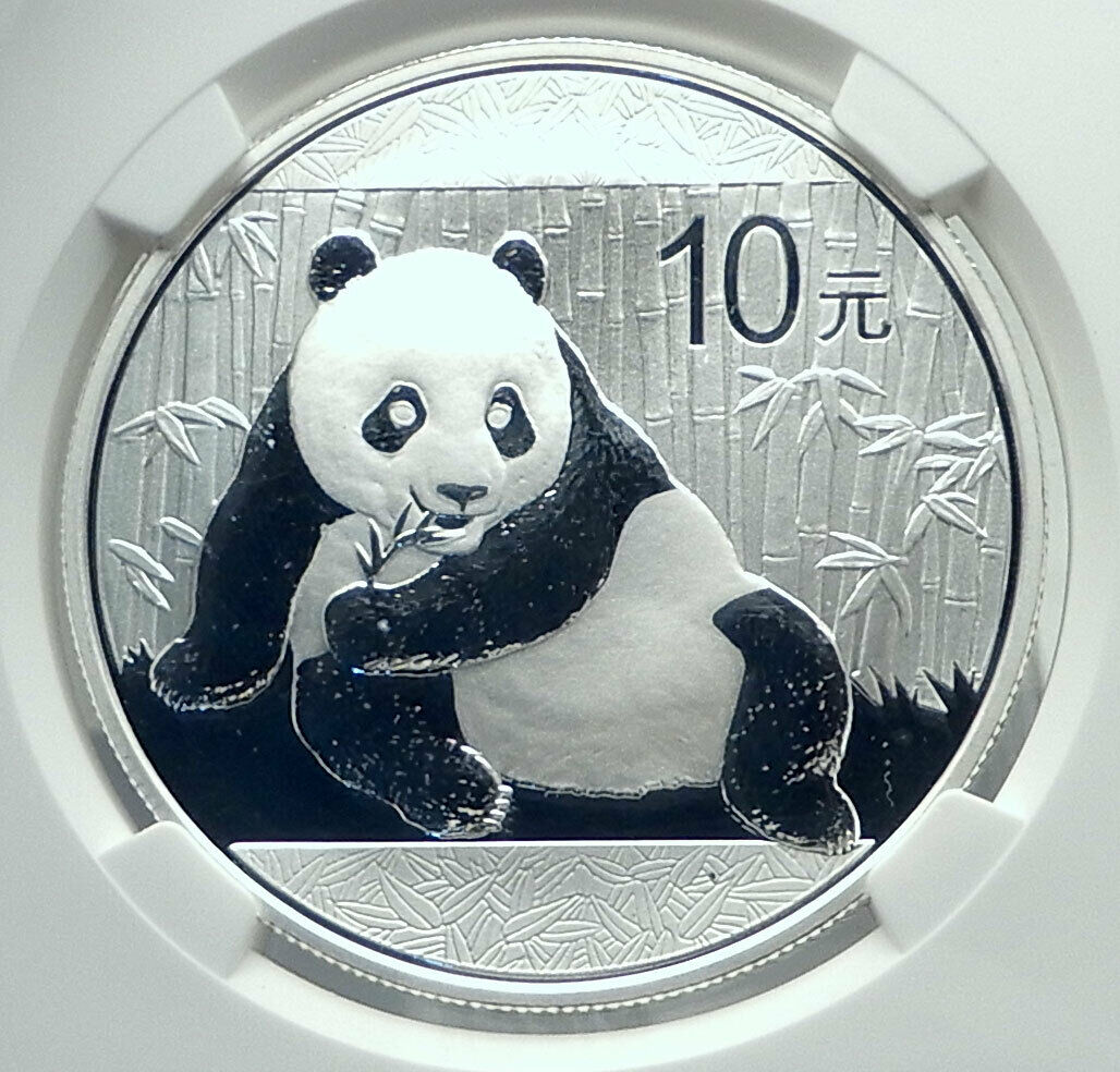 2015 CHINA PANDA Bamboo TEMPLE of HEAVEN Silver 10 Yuan Chinese Coin NGC i78902