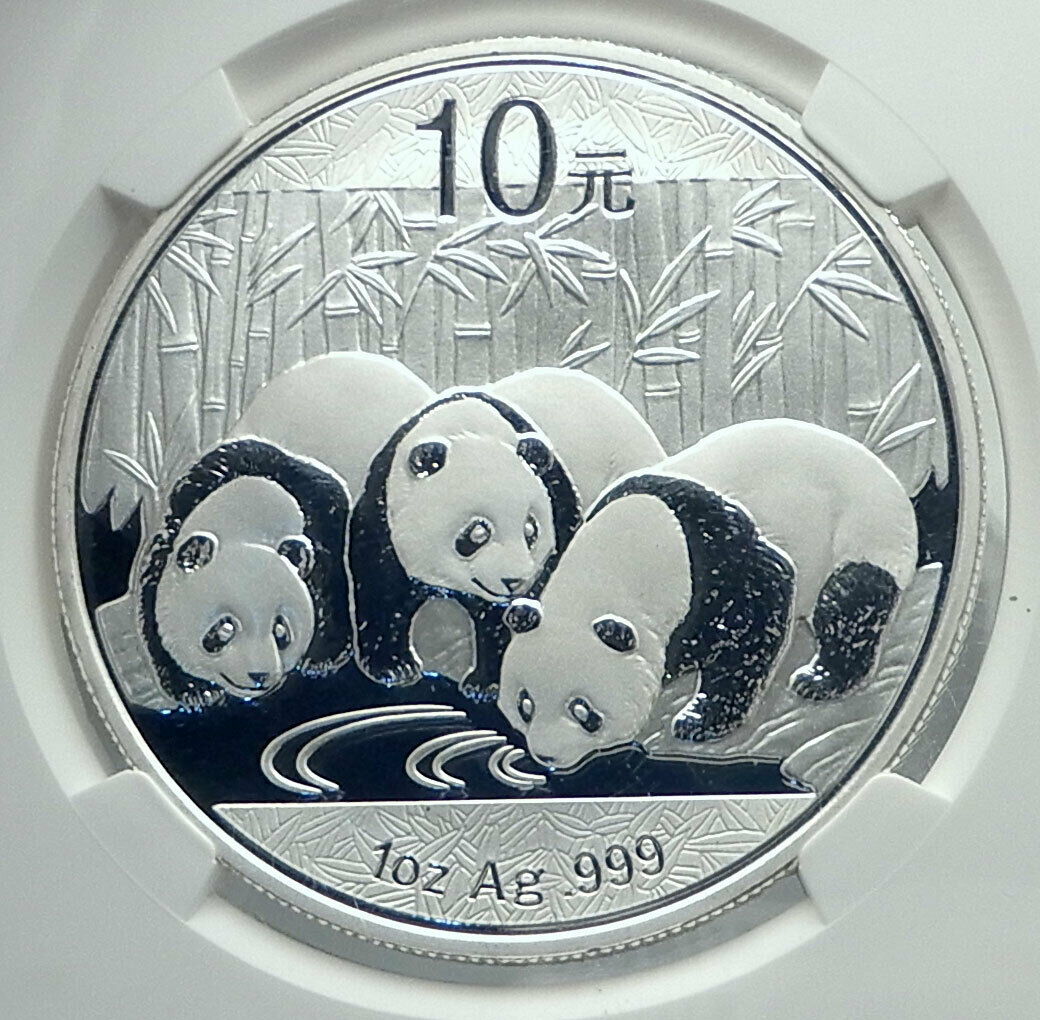 2013 CHINA 3 PANDAS Bamboo TEMPLE HEAVEN Silver 10 Yuan Chinese Coin NGC i78905