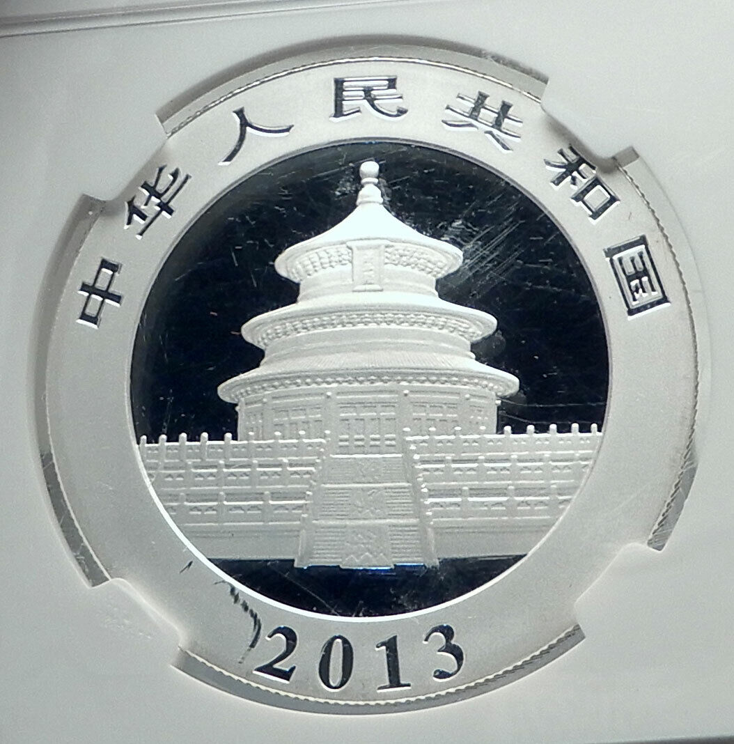 2013 CHINA 3 PANDAS Bamboo TEMPLE HEAVEN Silver 10 Yuan Chinese Coin NGC i78905