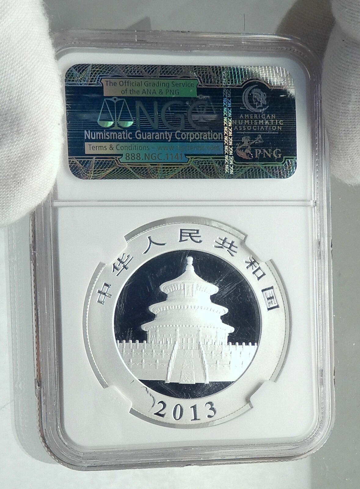 2013 CHINA 3 PANDAS Bamboo TEMPLE HEAVEN Silver 10 Yuan Chinese Coin NGC i78905