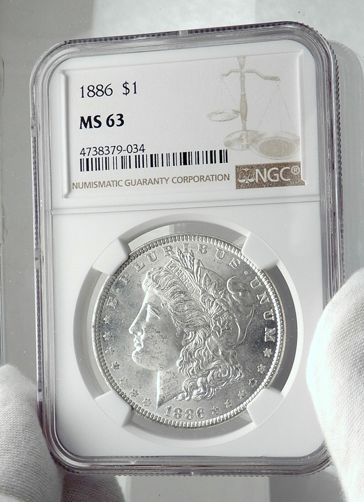 1886 UNITED STATES of America SILVER Morgan US Dollar Coin EAGLE NGC MS i80054