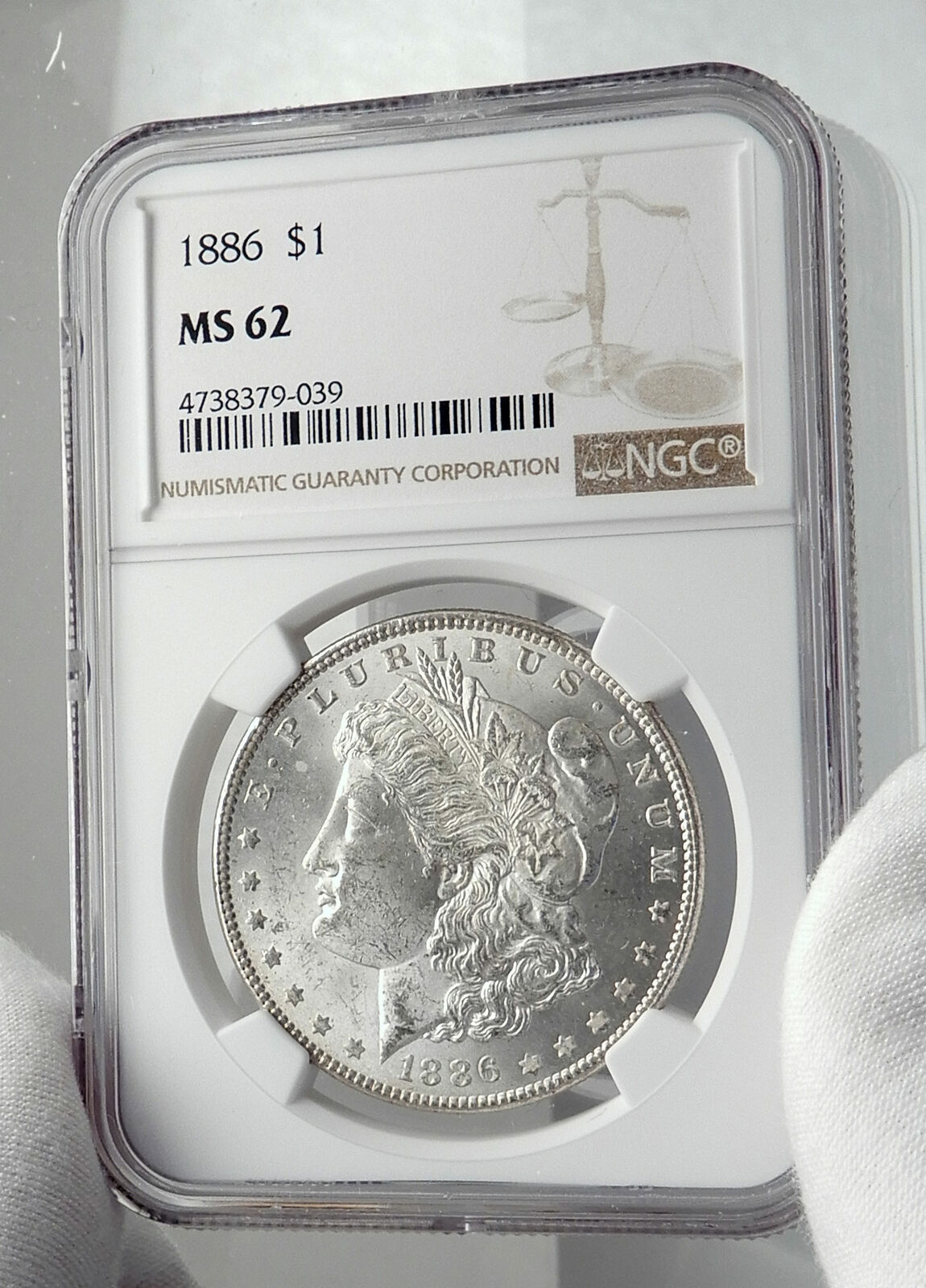 1886 UNITED STATES of America SILVER Morgan US Dollar Coin EAGLE NGC MS i80057