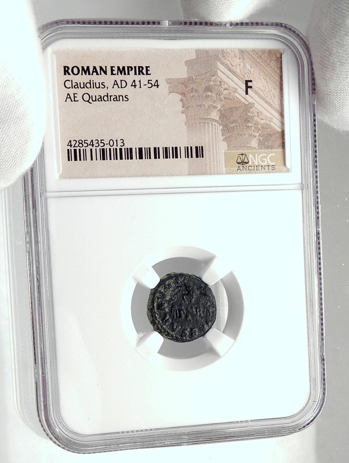 CLAUDIUS Authentic Ancient 42AD Rome Quadrands Genuine Roman Coin NGC i80393