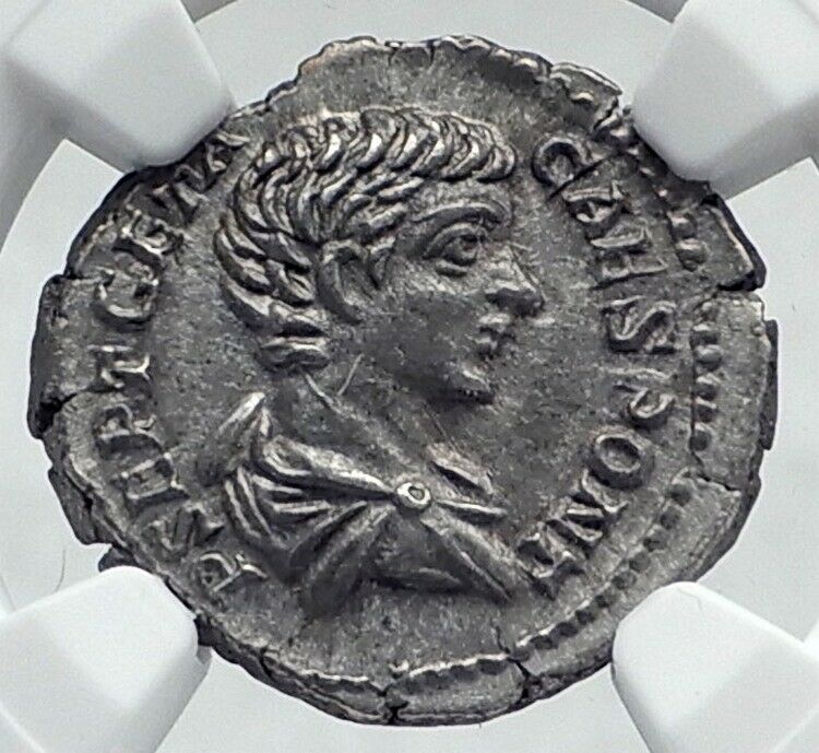 GETA as Caesar Authentic Ancient 203AD SIlver Roman Coin FELICITAS NGC i81164