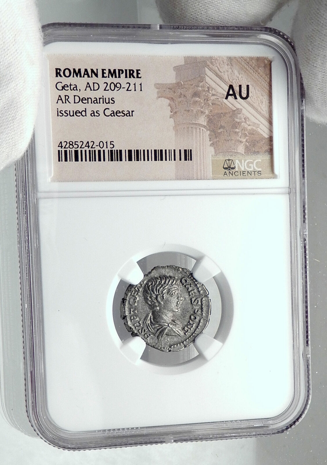 GETA as Caesar Authentic Ancient 203AD SIlver Roman Coin FELICITAS NGC i81164