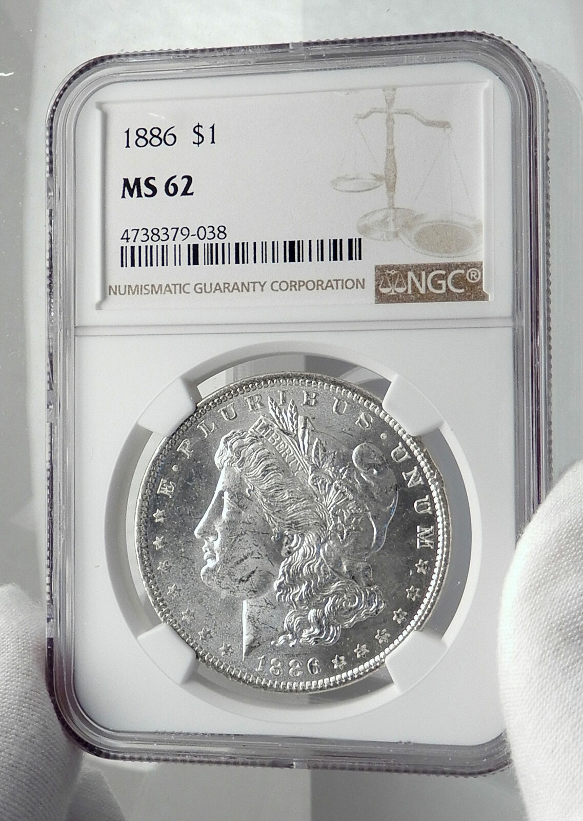 1886 UNITED STATES of America SILVER Morgan US Dollar Coin EAGLE NGC MS i80056