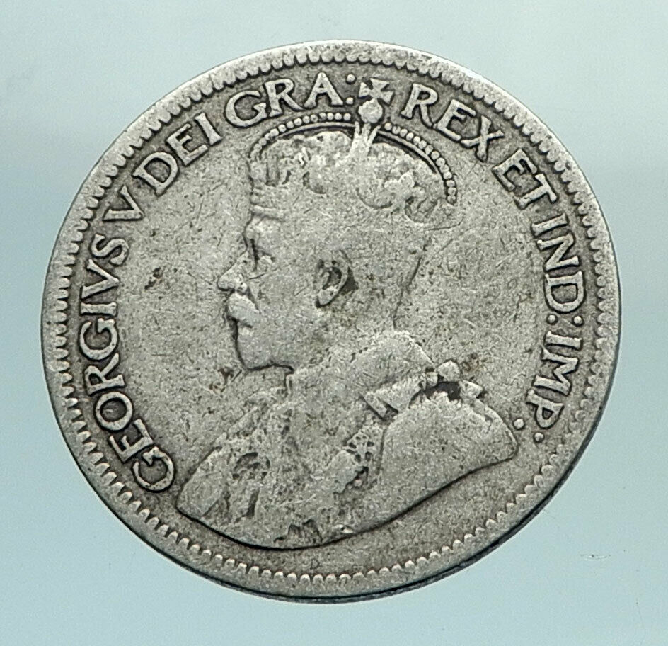 1932 CANADA - Original Antique Silver 10 Cents Coin under King GEORGE V i79669