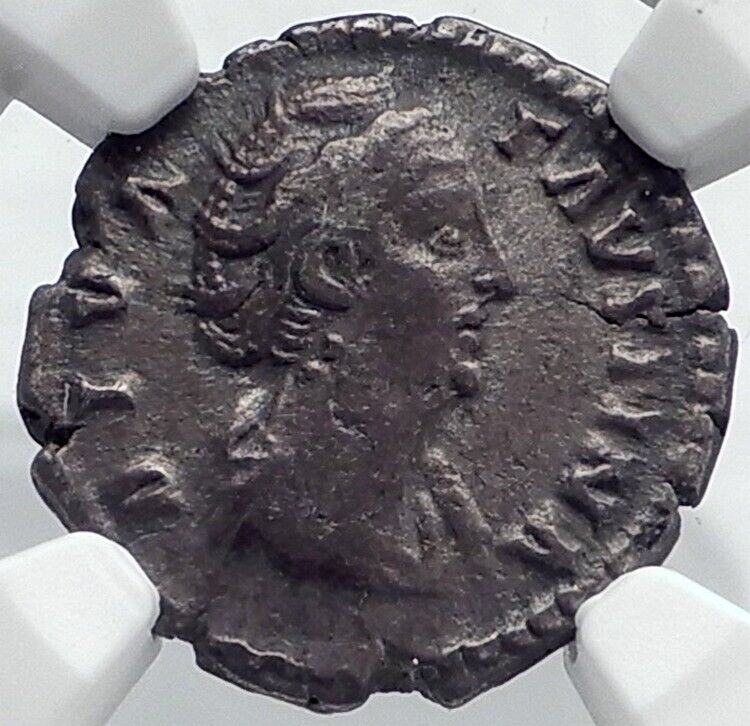 Diva FAUSTINA I Senior TEMPLE Ancient 141AD Silver Genuine Roman Coin NGC i81756