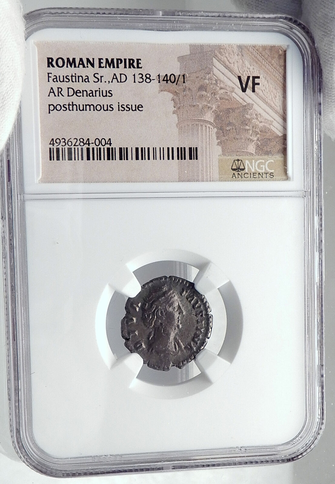 Diva FAUSTINA I Senior TEMPLE Ancient 141AD Silver Genuine Roman Coin NGC i81756