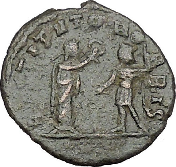 AURELIAN receiving wreath from woman Authentic Ancient Roman Coin i41319