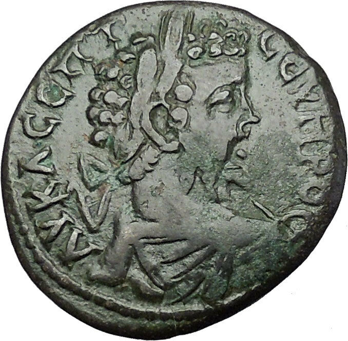 SEPTIMIUS SEVERUS 193AD Marcianopolis Tyche Lucky Goddess Roman Coin i50895