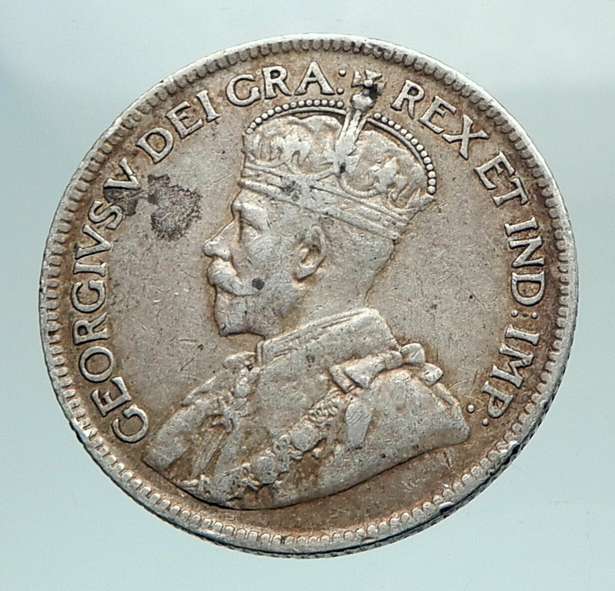 1917 CANADA SILVER 25 CENTS UK King George V Newfoundland Antique Coin i80157