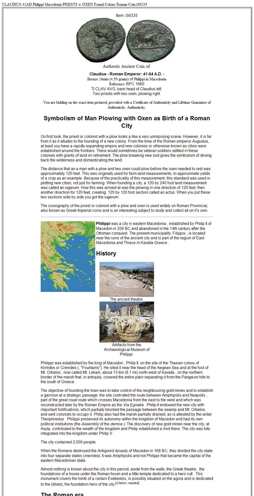 CLAUDIUS 41AD Philippi Macedonia PRIESTS w OXEN Found Colony Roman Coin i56335