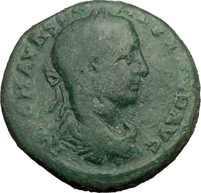 SEVERUS ALEXANDER 222AD Deultum Thrace ASCLEPIUS Medicine God Roman Coin i57280