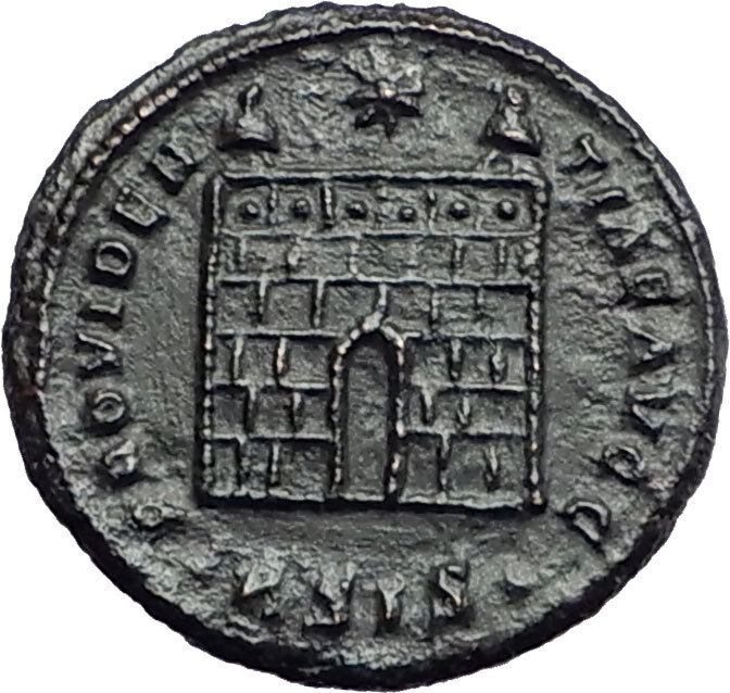 Constantine I the Great 328AD Ancient Roman Coin Military camp gate i57916