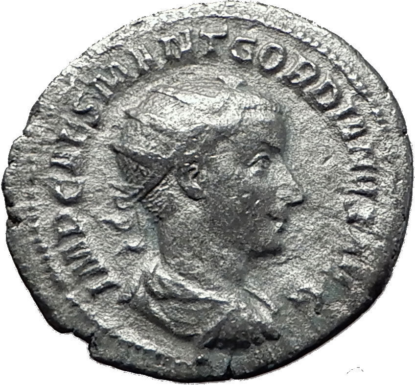 GORDIAN III 238AD Rome Authentic Original Ancient Silver Roman Coin FIDES i60387