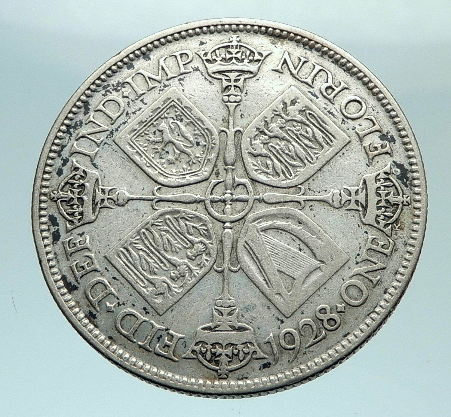 1928 United Kingdom Great Britain GEORGE V Silver Florin 2 Shillings Coin i79383