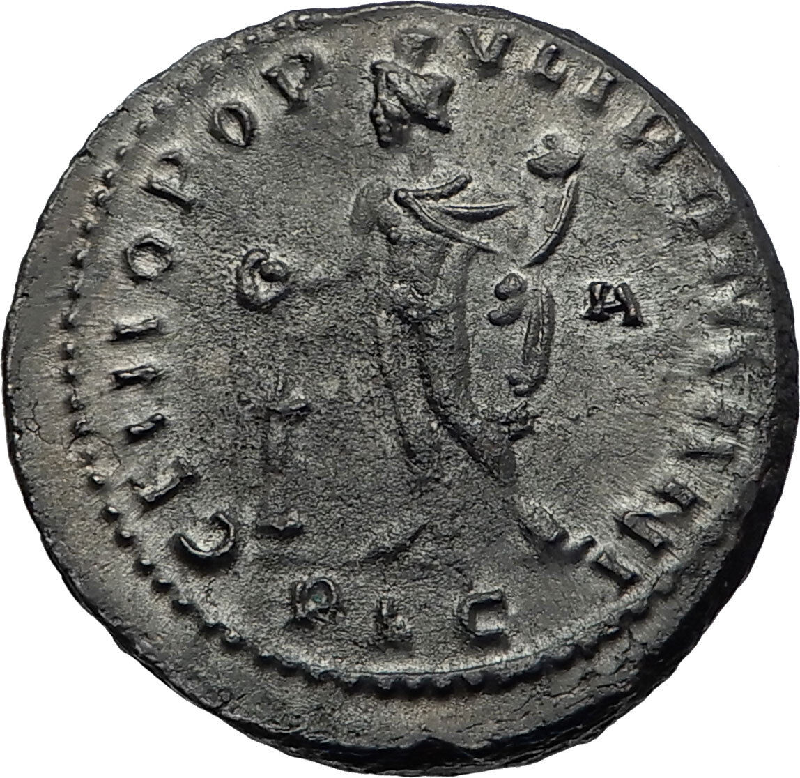 MAXIMIAN 302AD Lugdunum Follis GENIUS Altar Authentic Ancient Roman Coin i66947