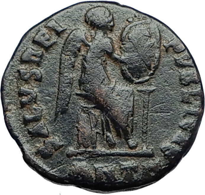 EUDOXIA Arcadius Wife 401AD Authentic Ancient Roman Coin VICTORY CHI-RHO i69936