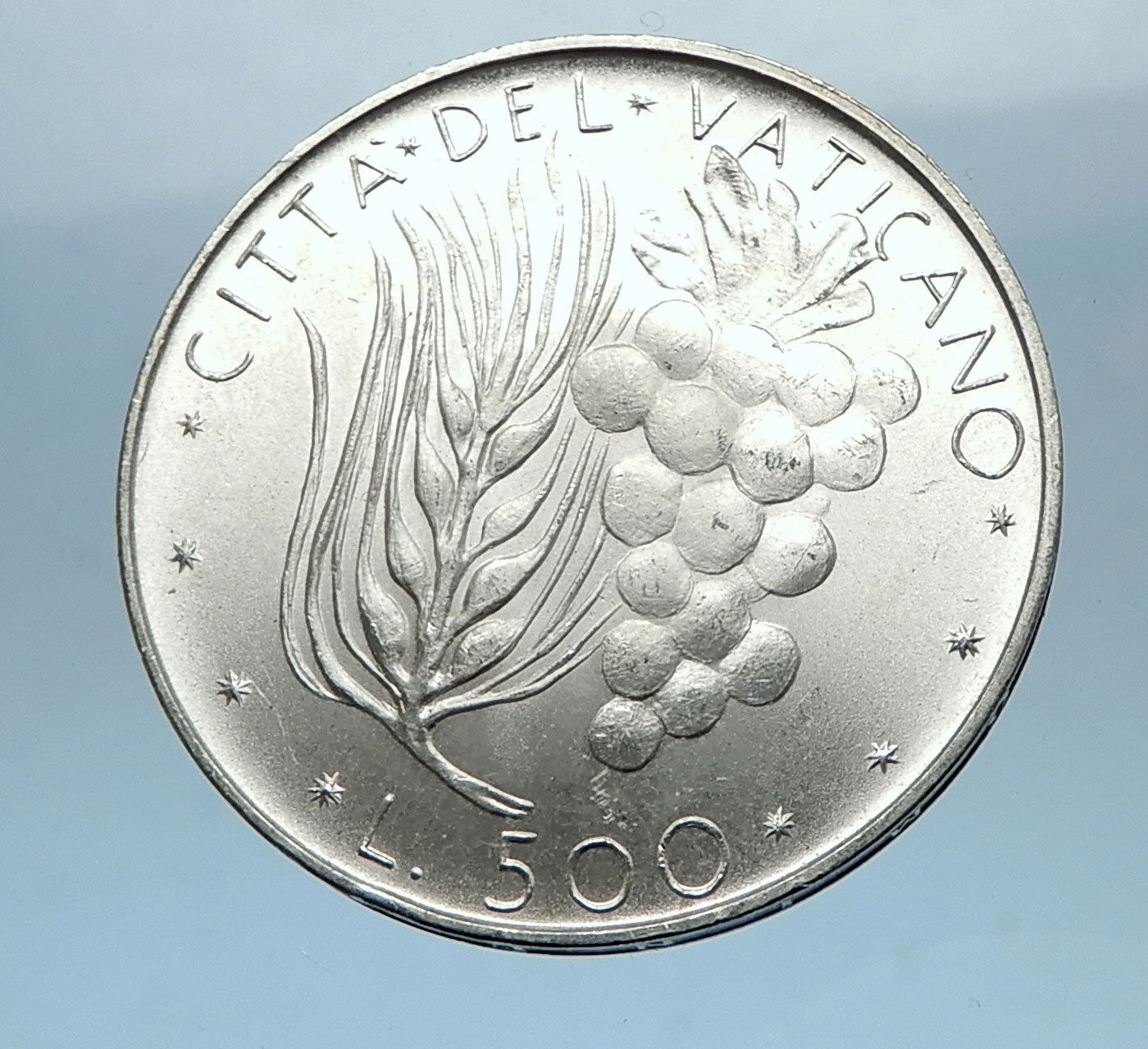 1974 VATICAN City POPE PAUL VI 0.29oz Silver 500 Lire Coin w Wheat Grapes i68323