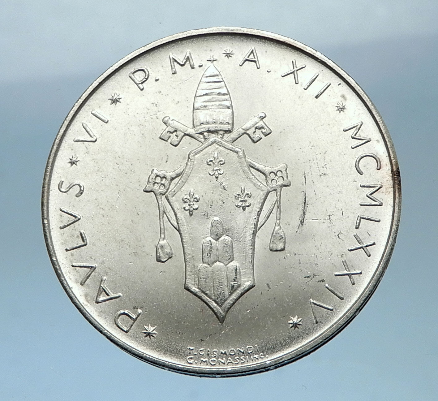 1974 VATICAN City POPE PAUL VI 0.29oz Silver 500 Lire Coin w Wheat Grapes i68323